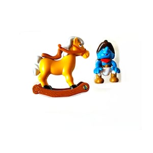 Vintage Irwin Toy Island #13020 The Smurfs Cowboy Smurf and His Die Cast Rocker