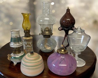 Vintage Art Nouveau Lamplight Farms Austria Clear Glass Oil