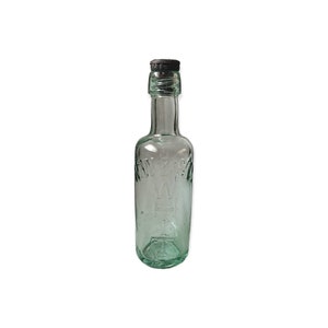 Antik Klare Aqua Tint Glas RW & S White Ld. Schwere zylindrische förmige Flasche mit Stopper Rustikales Bauernhaus Deko