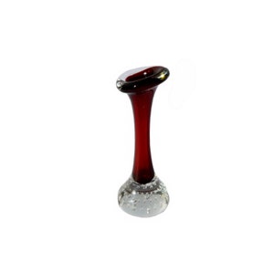 Vintage Retro 1960 Ruby Red Art Glass Aseda Swedish Bone Jack in Pulpit Murano Style Small Bud Vase Paperweight Shelf Table Home Decor Gift