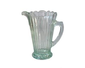 Vintage Light Green Turquoise Teal Aqua Glass Pitcher Ewer Water Jug Tableware Retro Kitchen Decor Vase