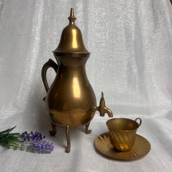 Antique Moroccan Middle Eastern Kawn Samovar Hand Chased Footed