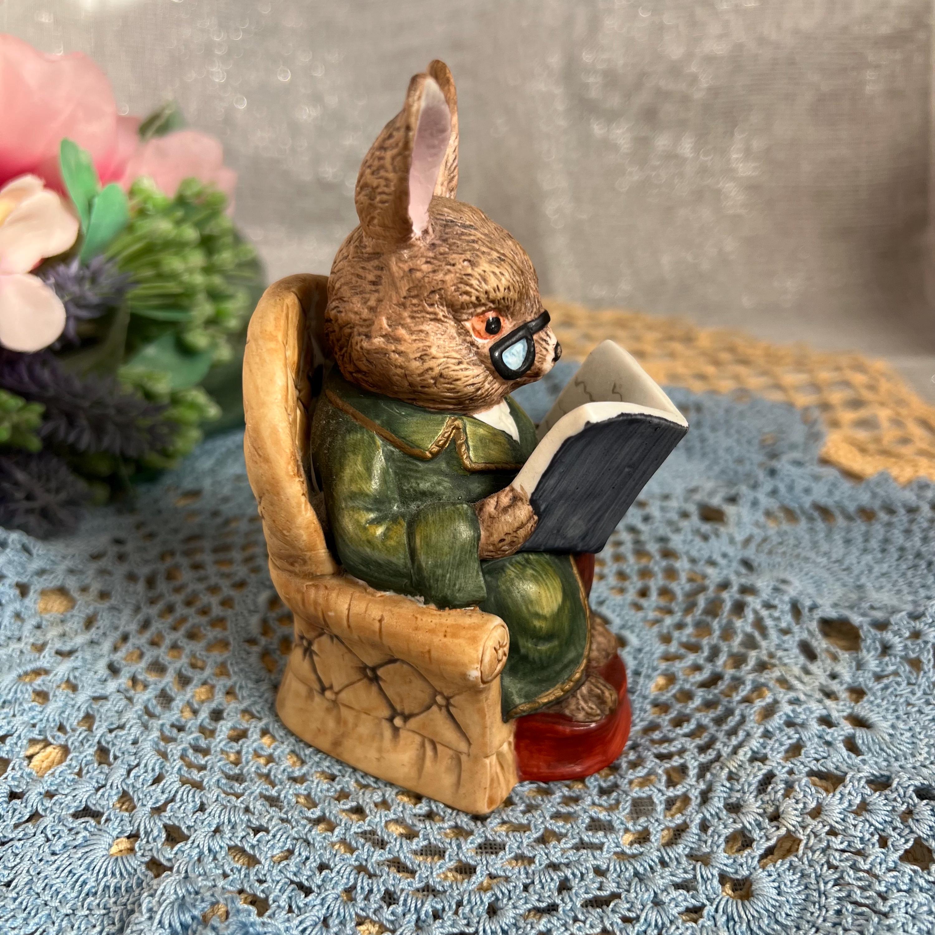 Vintage Ceramic Peter Rabbit Style Reading Book Anthropomorphic ...