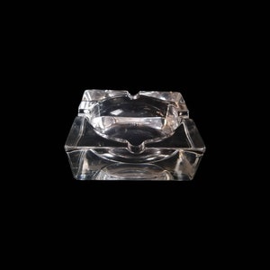 Vintage JG Durand Lead Crystal Ashtray: Square Glass Trinket Dish, Made in France
