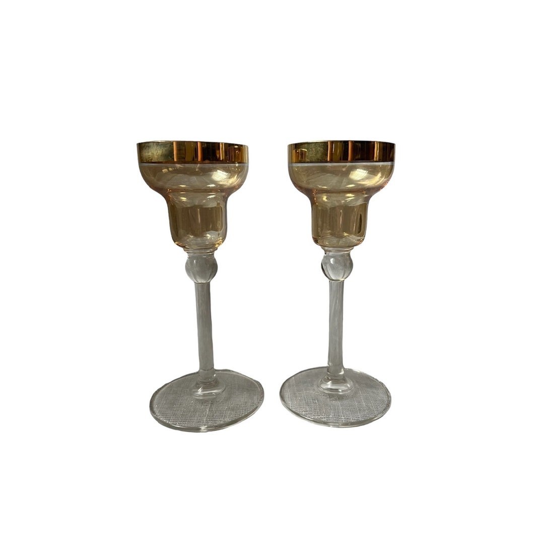 Vintage Marks & Spencer Margarita Shaped Clear Glass 22 Carat Gold