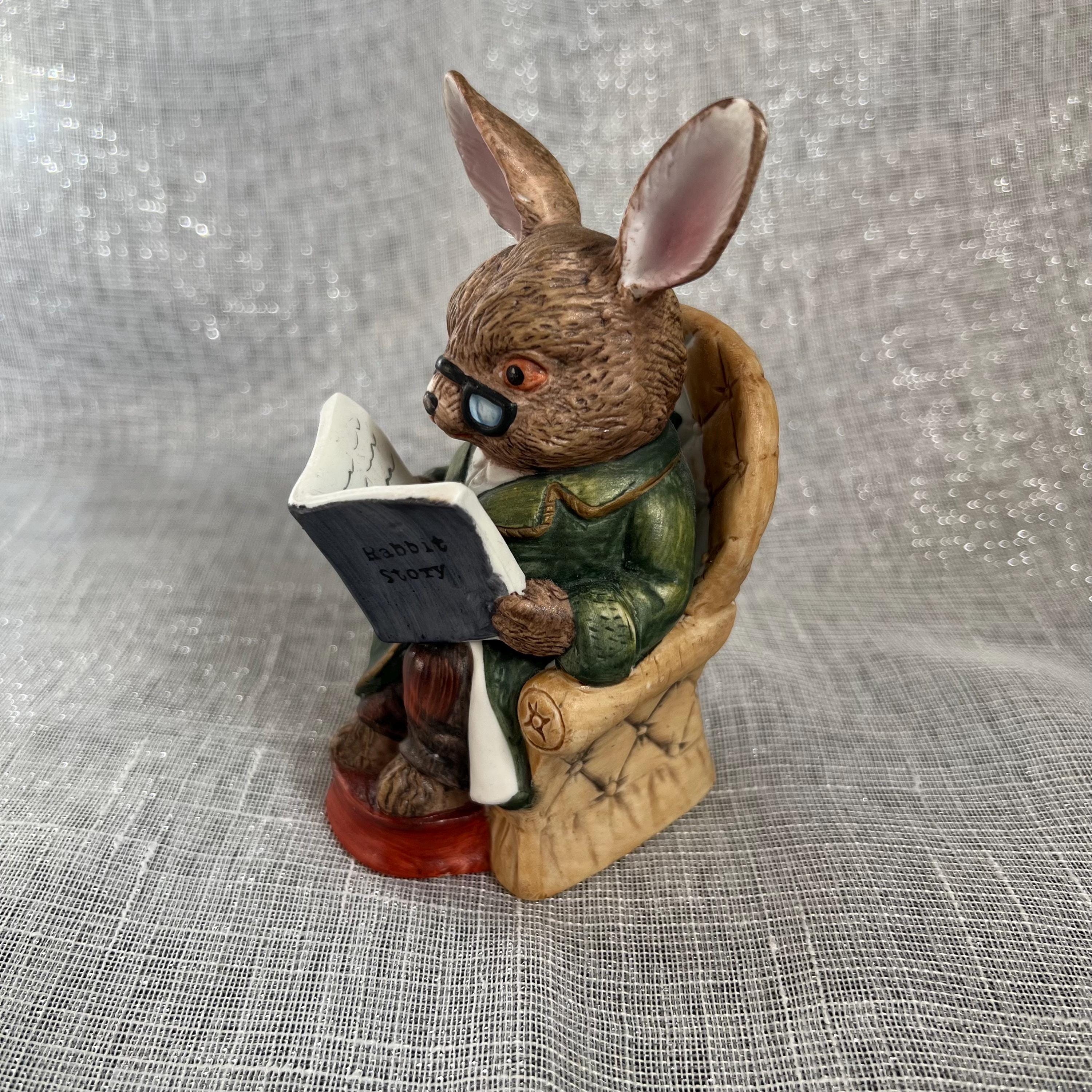 Vintage Ceramic Peter Rabbit Style Reading Book Anthropomorphic ...
