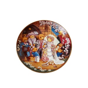 Vintage The Franklin Mint Heirloom Fine Porcelain Plate Teddy Bear Wedding Carol Lawson Limited Edition Decorative Plate Wall Decor