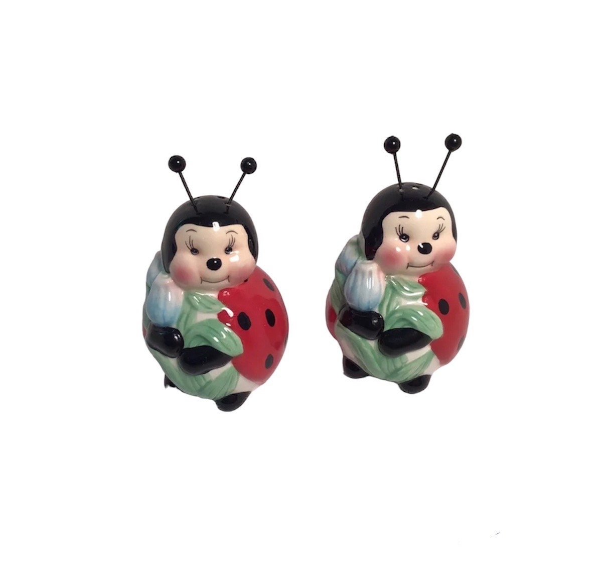 ヴィンテージ 明るくてかわいい擬人化されたてんとう虫のペア てんとう