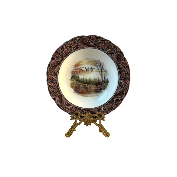 「折鶴＆松」朱漆小膳 10客 アンティーク Vintage Franklin Mint Dinnerware Collection the Hunting Lodge