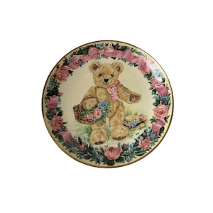 Vintage The Franklin Mint Heirloom Fine Porcelain Plate Teddy Celebrates Springtime Sarah Bengry Limited Edition Decorative Plate Wall Decor