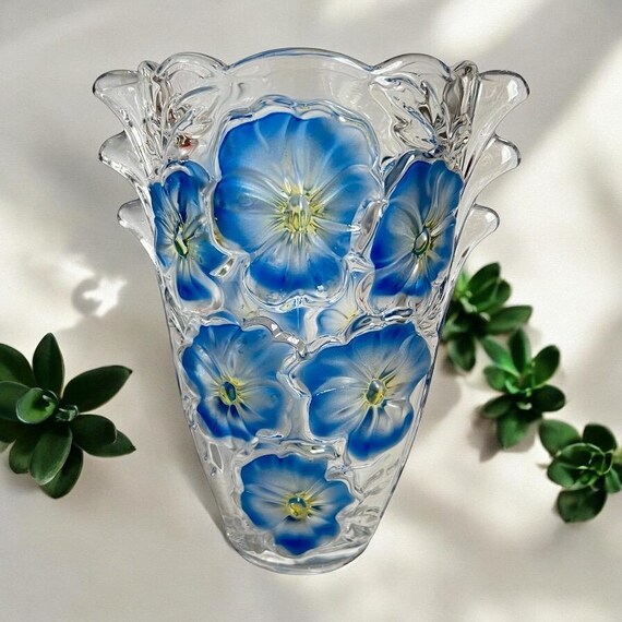 Vintage German Studio Nova Pansy Bouquet Walther Glass Flower