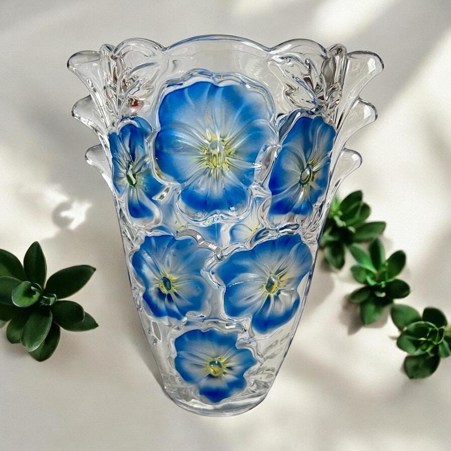 Vintage German Studio Nova Pansy Bouquet Walther Glass Flower