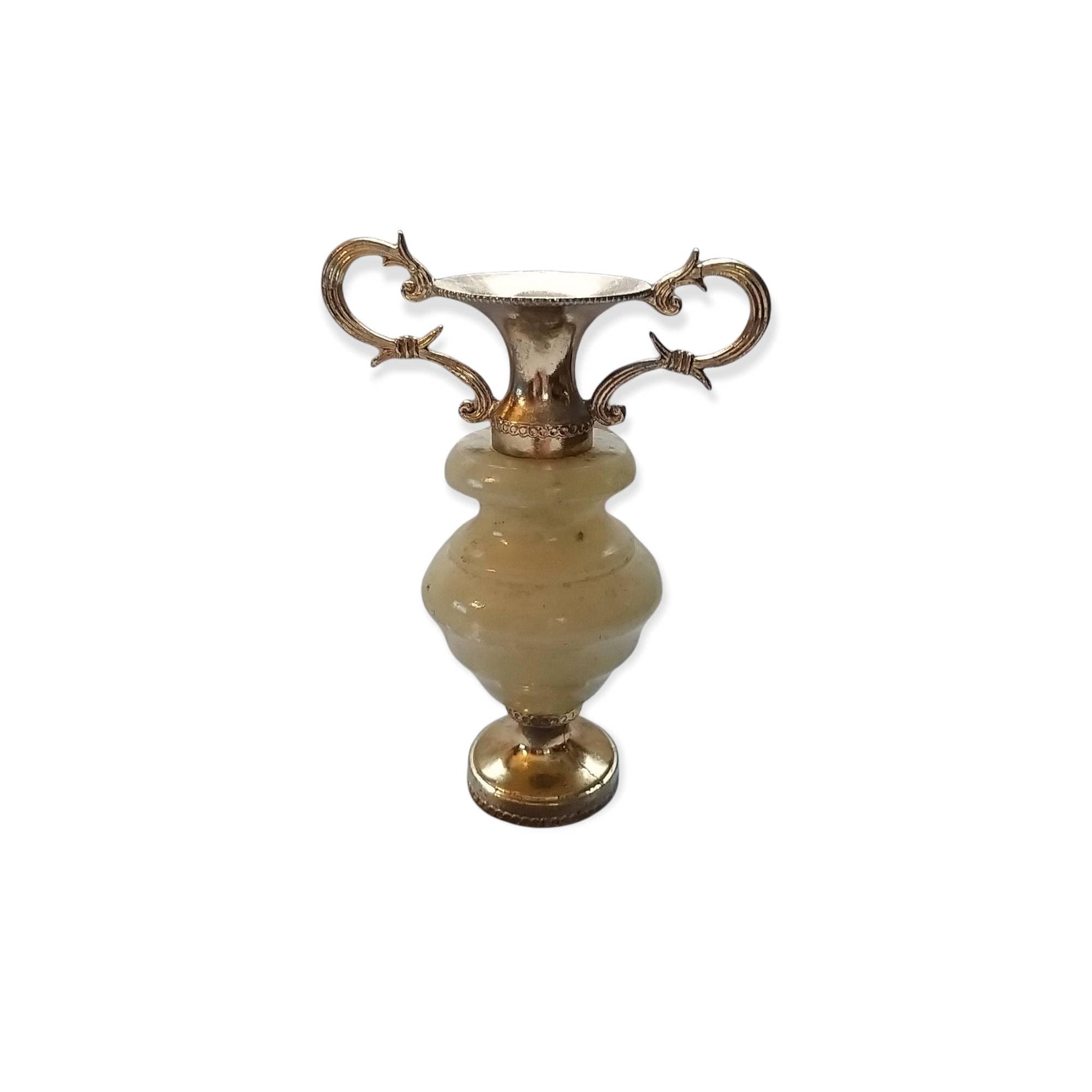 Petit Vase Bourgeon Ancien En Marbre Onyx – Style Vintage, Pièce Unique