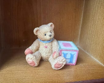 Vintage Enesco Cherished Teddies Display Shelf: Wooden ABC Case