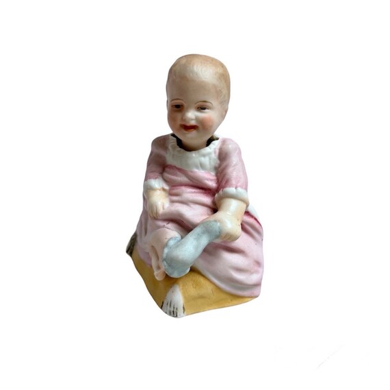 Antique Vintage Nodding Chinese Bobble Head Biscuit Porcelain