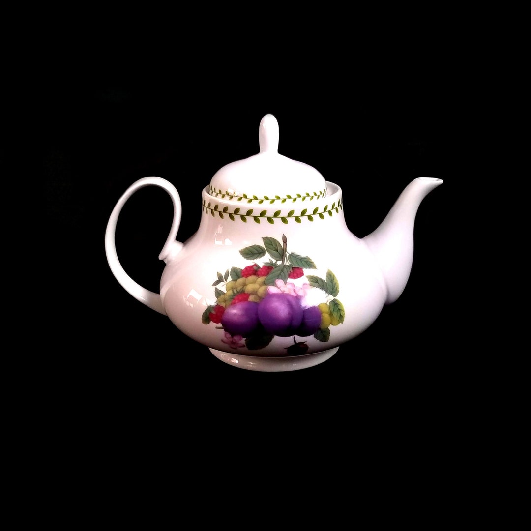 Vintage Waterside Fine China England Teapot Coffee Pot White & Purple