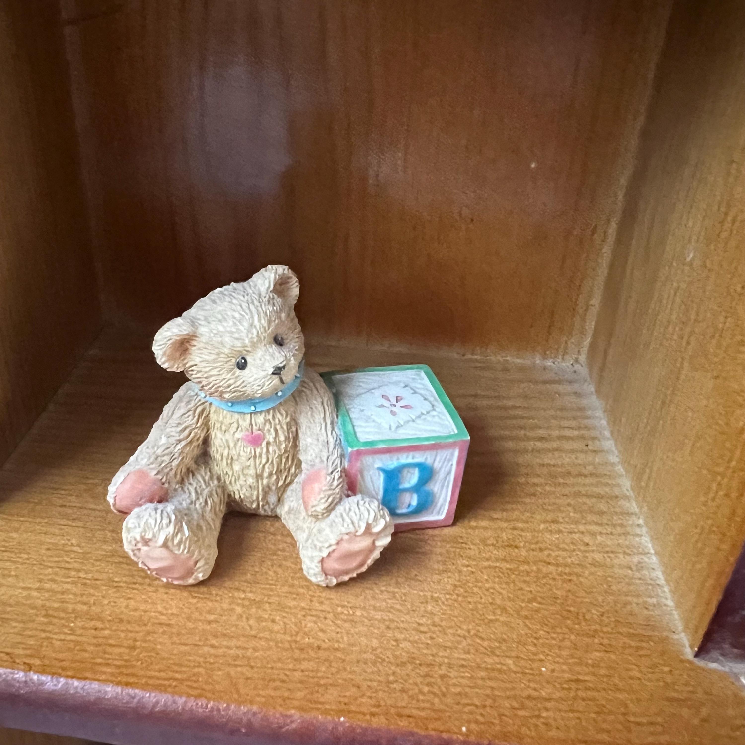 Vintage Enesco Cherished Teddies Display Shelf: Wooden ABC Case
