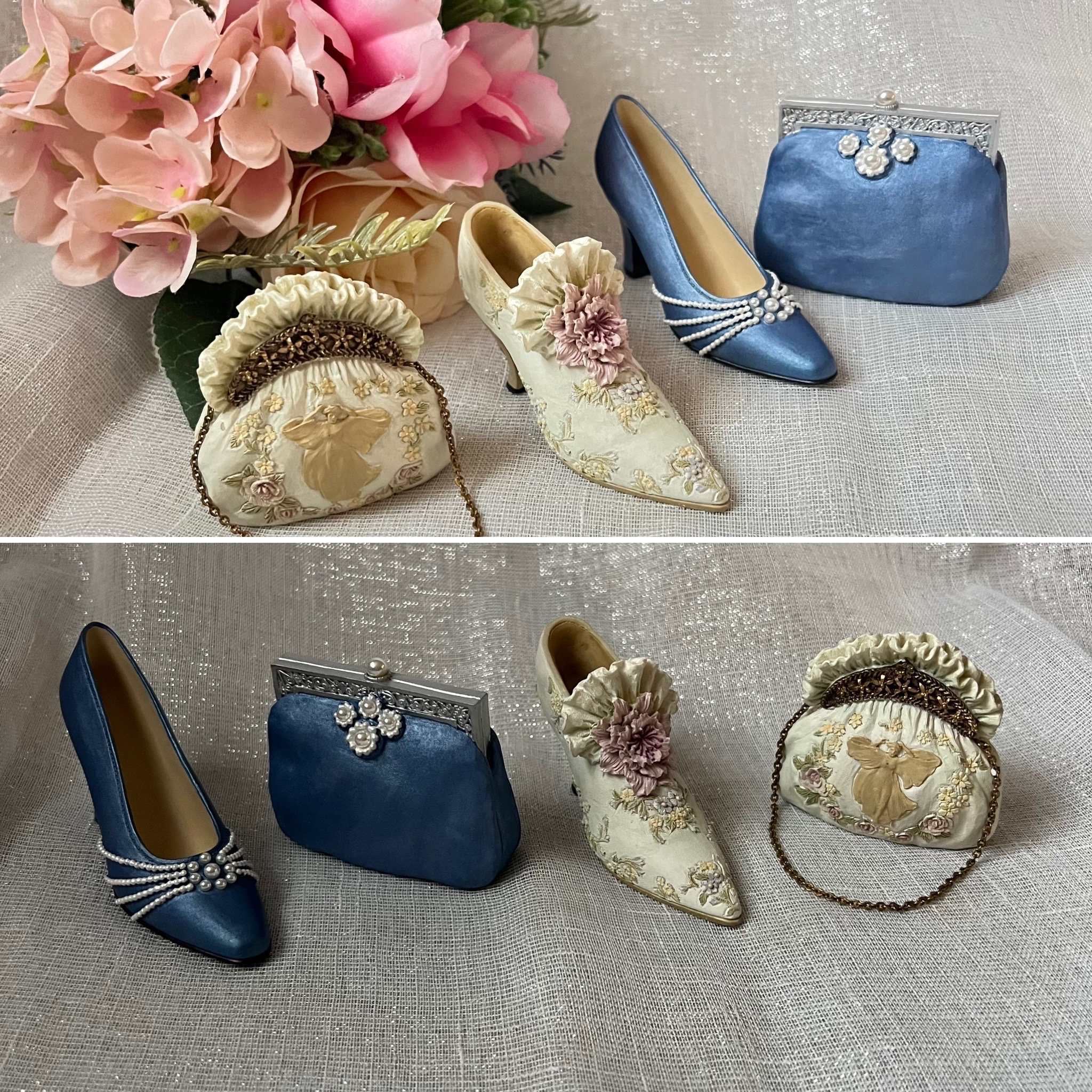 アンティーク 帽子と靴とバッグの置物セット Vintage Victorian Style Collection Hat Bag Shoe Miniature Ornament