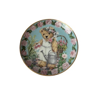 Vintage The Franklin Mint Heirloom Fine Porcelain Plate Teddy&#39;s Garden Party Sarah Bengry Limited Edition Decorative Plate Wall Decor