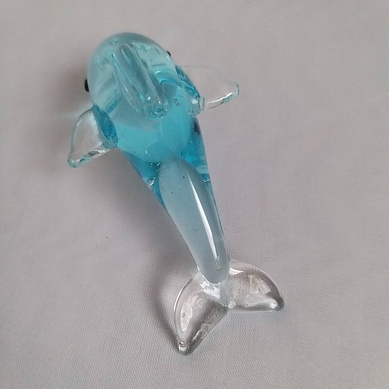 Vintage Murano Clear Light Sky Blue Glass Dolphin Figurine Ornament Glass Ocean Animal Fish Collector Gift Home Shelve Decor