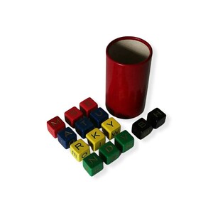 Vintage 70 Shake Cross Words Peter Pan Wooden Dice Family Table Board Game