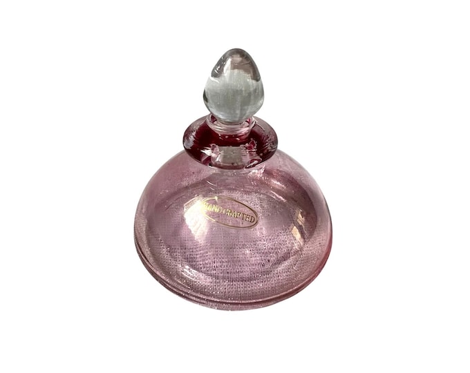 Vintage Pink Glass Refillable Perfume Bottle with Stopper Hand Crafted Bathroom Bedroom Vanity Table Decor