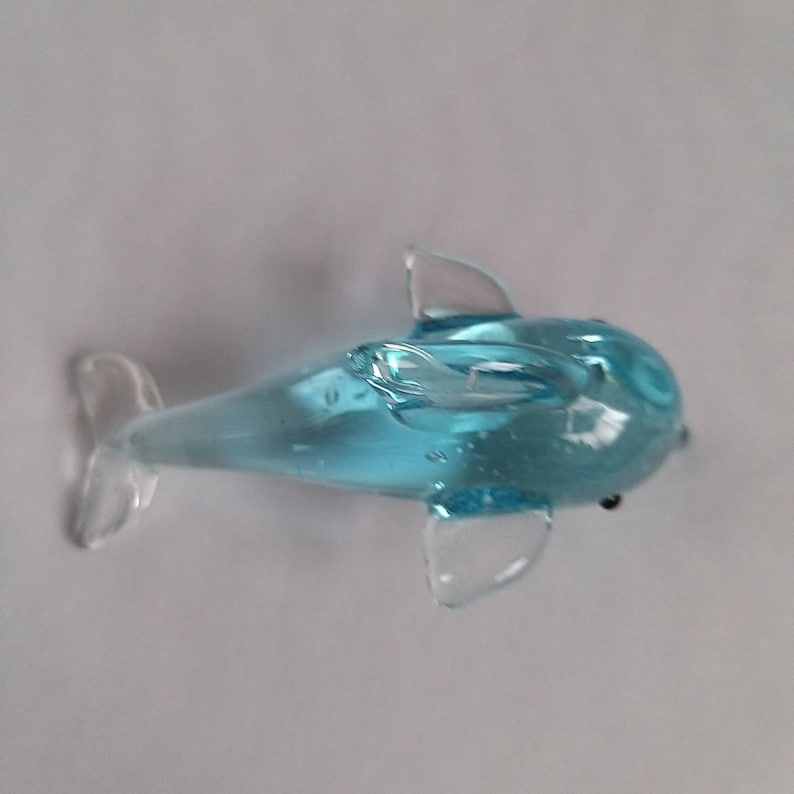 Vintage Murano Clear Light Sky Blue Glass Dolphin Figurine Ornament Glass Ocean Animal Fish Collector Gift Home Shelve Decor