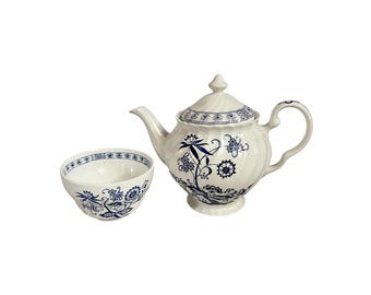 イギリス　ヴィンテージ　英国　コーヒーポットカップセット　J&G Meakin J&G Meakin製 ヴィンテージブルー 北欧陶器 コーヒー/ティーポット