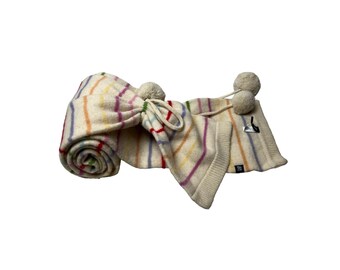 小物 90s OLD GAP Rainbow Knit Muffler. Vintage GAP Kids Women's Unisex 100% Lambs Wool Knitted Ivory