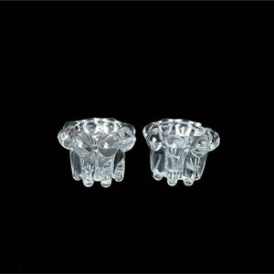 2 x Vintage Reims France Clear Glass Flower Shaped Tealight Candle Holders Candlestick Holders Wedding Table Decor