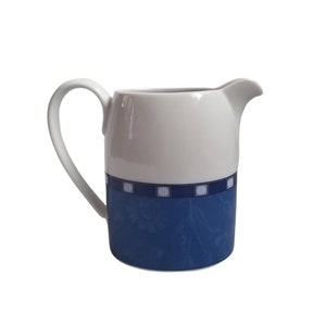 Vintage Wedgwood Meridian Creamer Milk Jug English China White and Blue Floral Pattern Small Pitcher Ewer Kitchen Decor