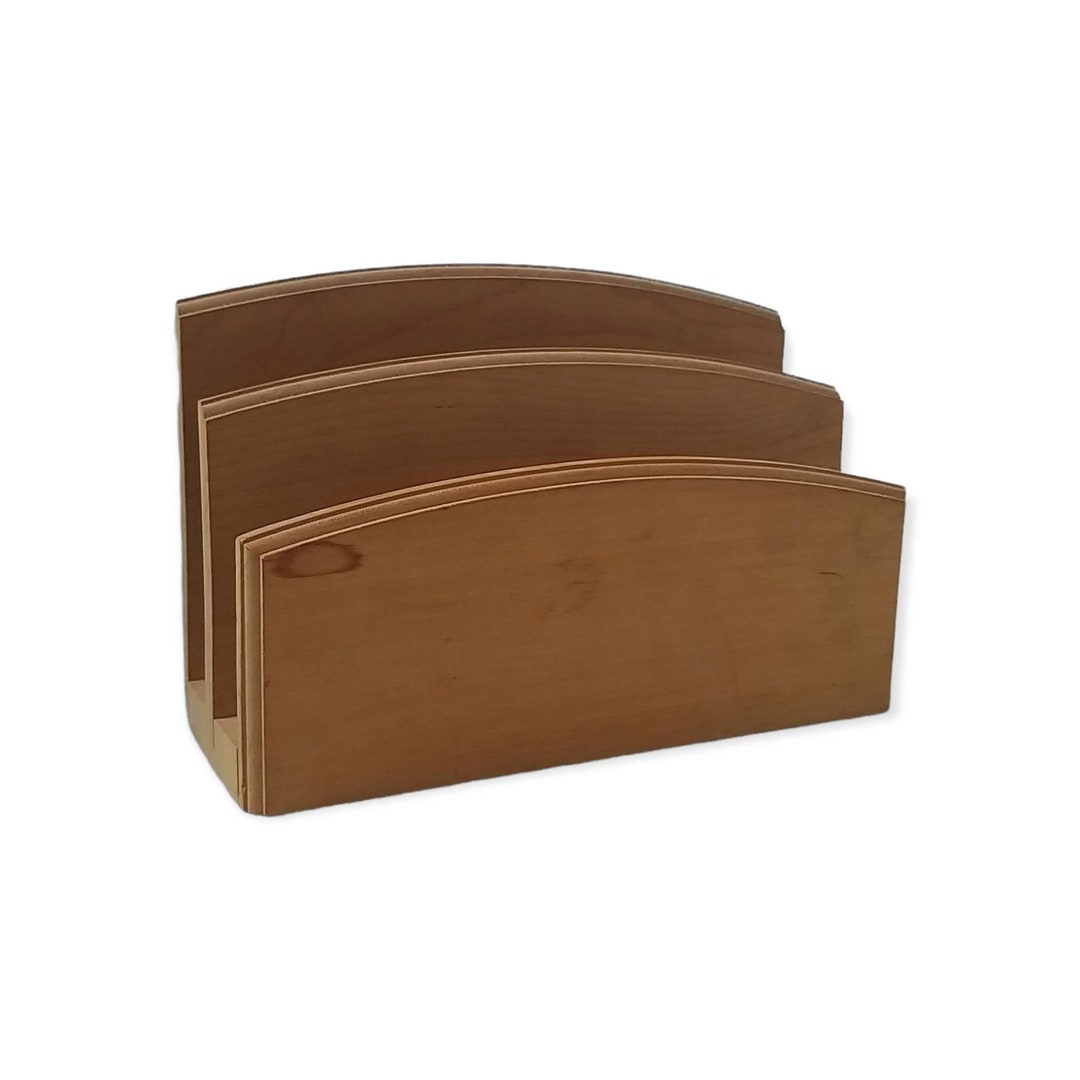 Vintage Letter Rack Paper Holder Keeper Office Desk Decor Wooden Mail ...