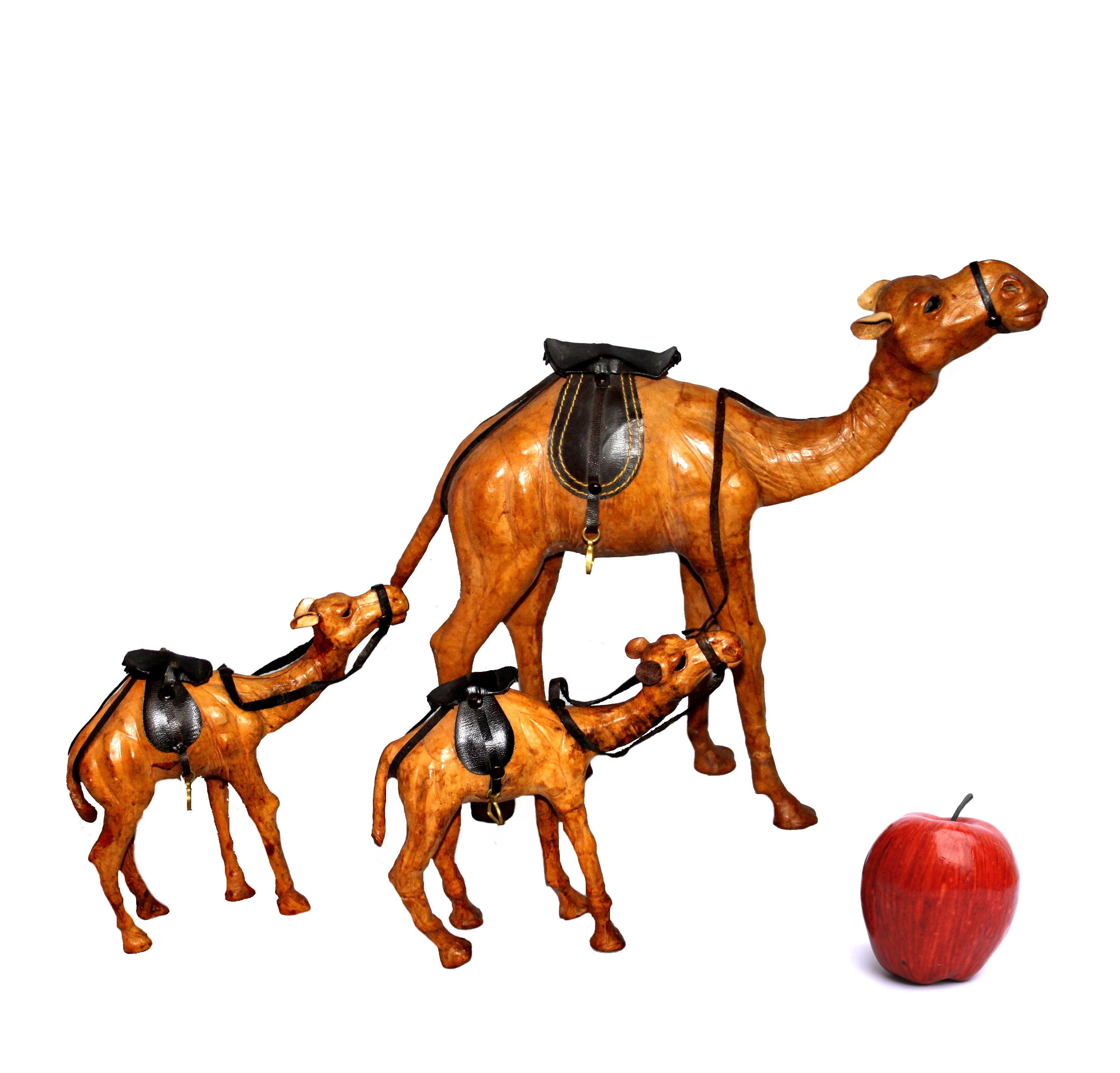 3 Vintage Handmade Camels Family Mother and Babies Set