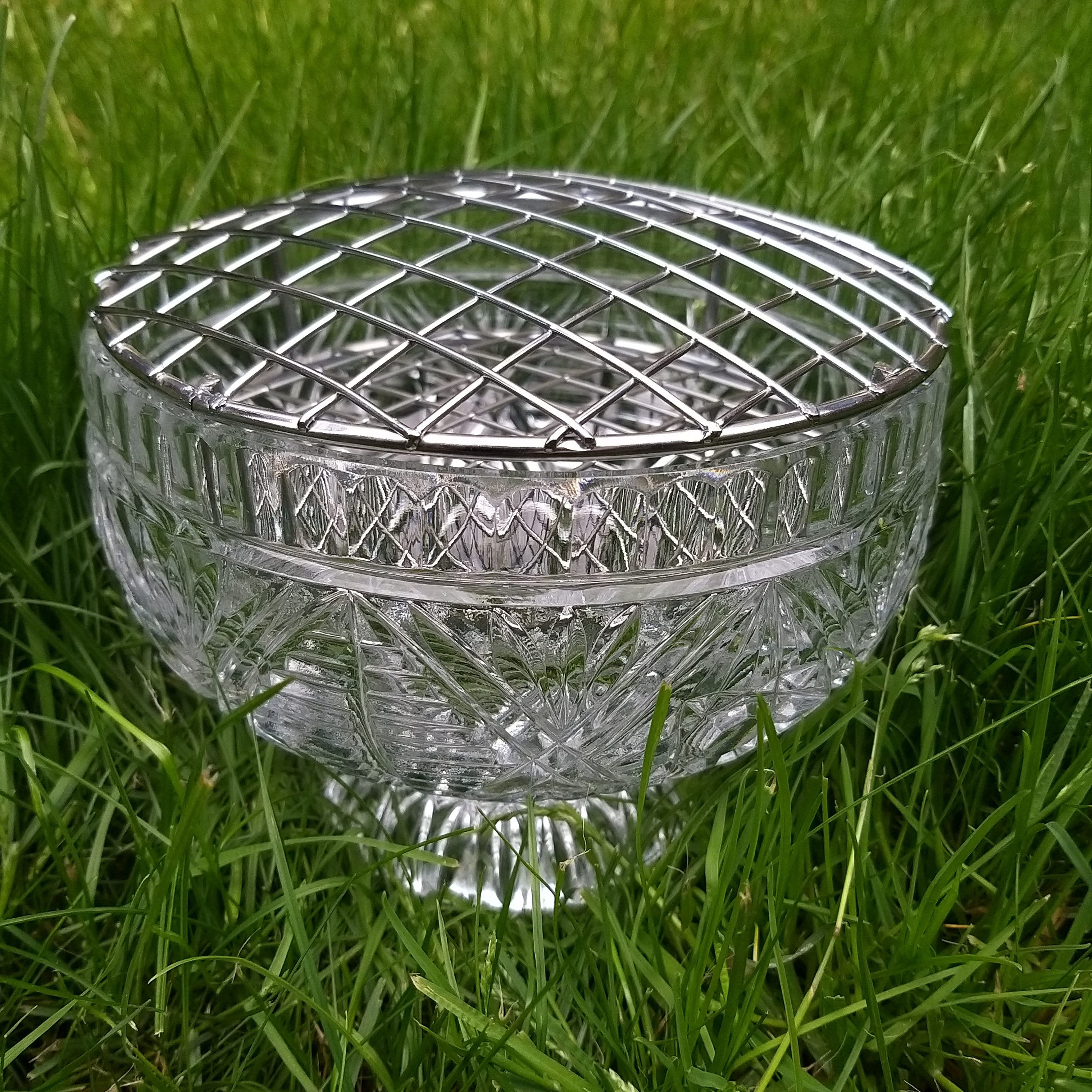 Vintage Crystal Glass Footed Vase Rose Bowl & Mesh Candy Dish Etsy