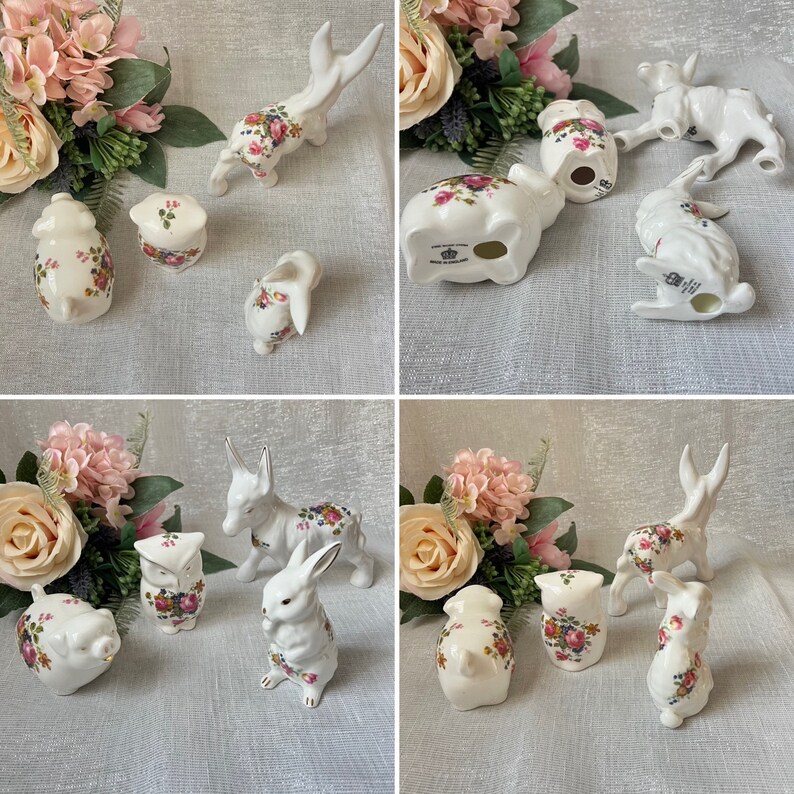 Vintage Sadler Olde Chintz Floral Pattern Teapot Side Plate Bell White