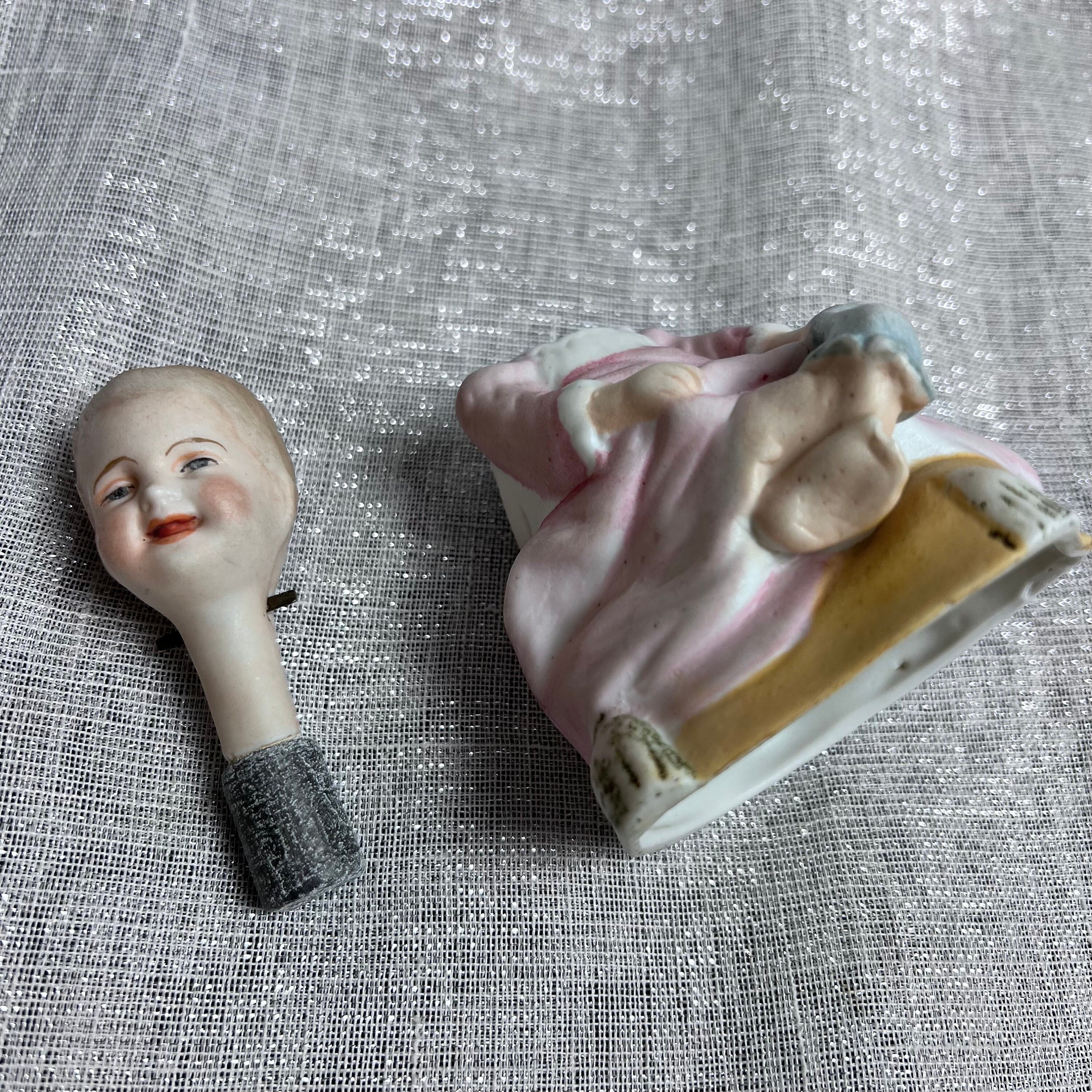 Antique Vintage Nodding Chinese Bobble Head Biscuit Porcelain