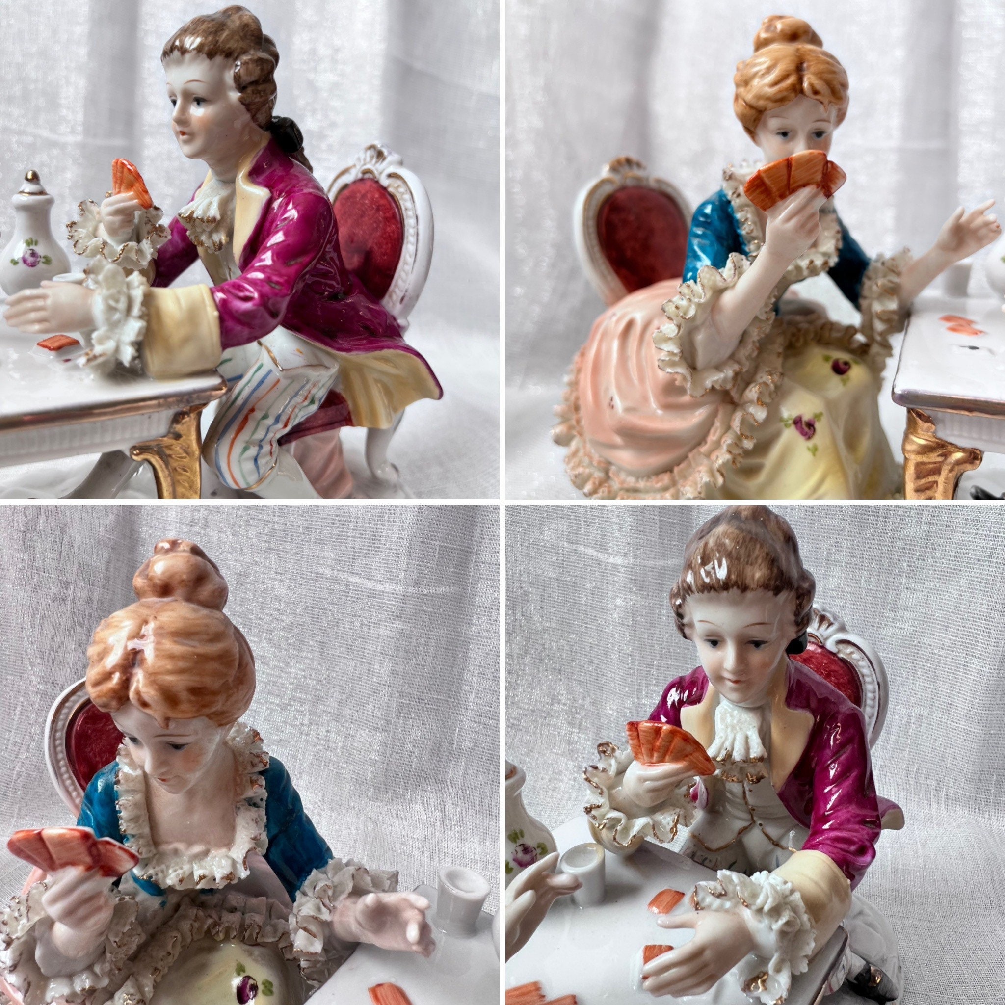 Vintage Lace Porcelain Large Figurine Louis XV Amorous Couple Man