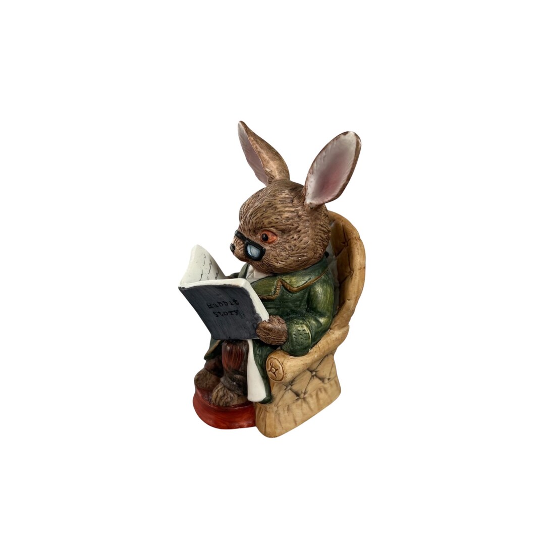 Vintage Ceramic Peter Rabbit Style Reading Book Anthropomorphic ...