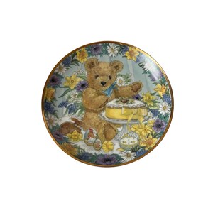 Vintage The Franklin Mint Heirloom Fine Porcelain Plate Teddy&#39;s Easter Treat Sarah Bengry Limited Edition Decorative Plate Wall Decor