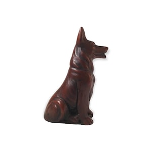 Vintage Richmond Craft Handmade Alsatian German Shepard Dog Priory Casting Figure Brown Sitting Resin Figurine Ornament Shelf Sitter Decor