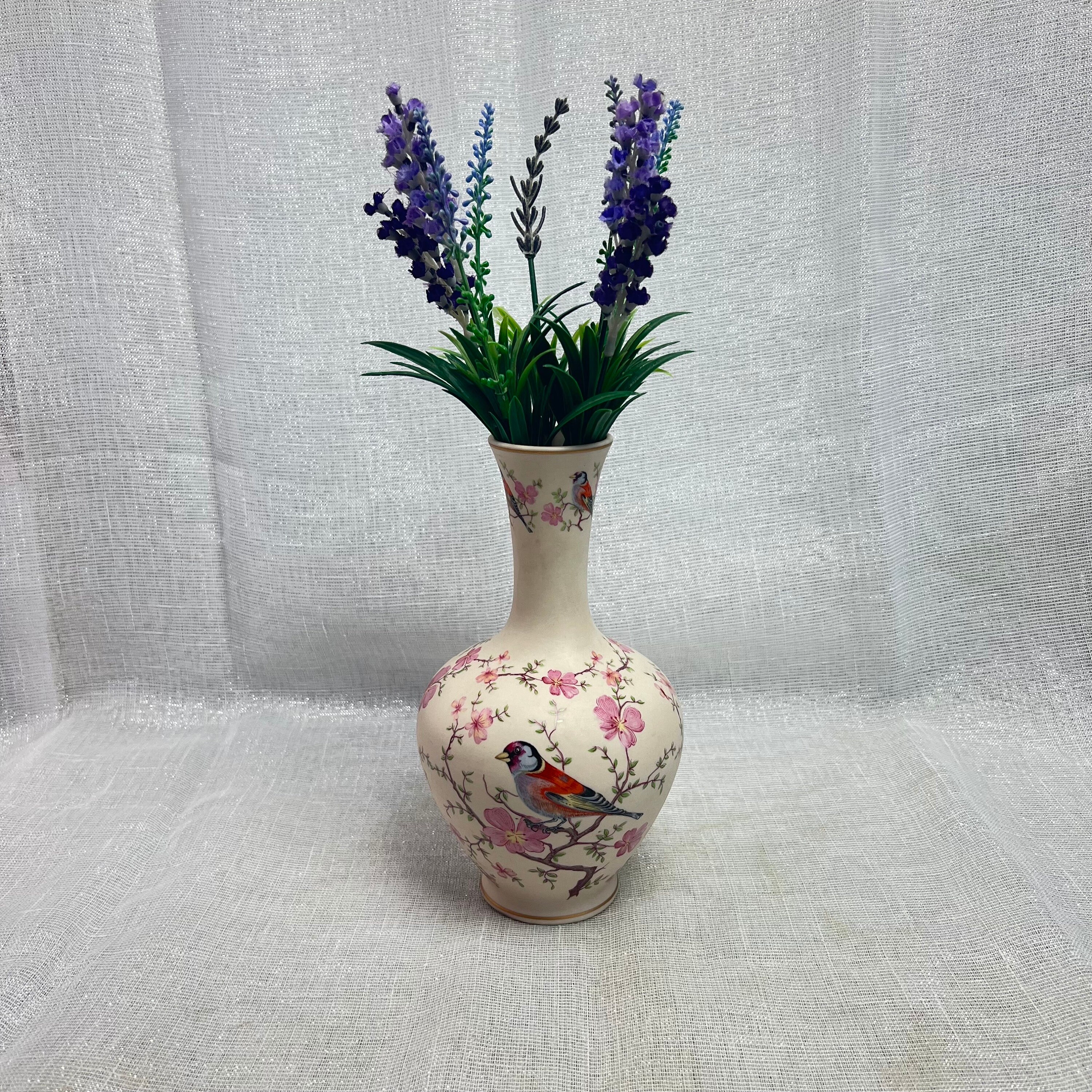 Vintage Ceramica Aveiro IBIS Portugal Ivory White Beige Goldfinch