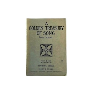Antique 1903 sheet music book Golden Treasury of Song gift for classical musician singer music teacher old vintage Novello London