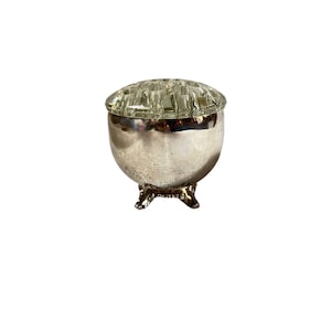 Vintage WM. A Rogers Canada Lead Silver Plated on Copper Rose Bowl Glass Flower Frog Insert Pique Fleur Ikebana Vase Flower Arrangement