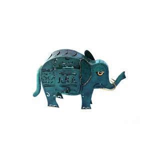Bits de Bali vintage boîte métallique verte porte-bonheur éléphant Figurine Statue ornement bougeoir lanterne lumière Boho décoration d'intérieur idée cadeau