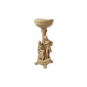 Art Deco Couple Figurine: Ivory Resin Ring Dish, Tealight Holder