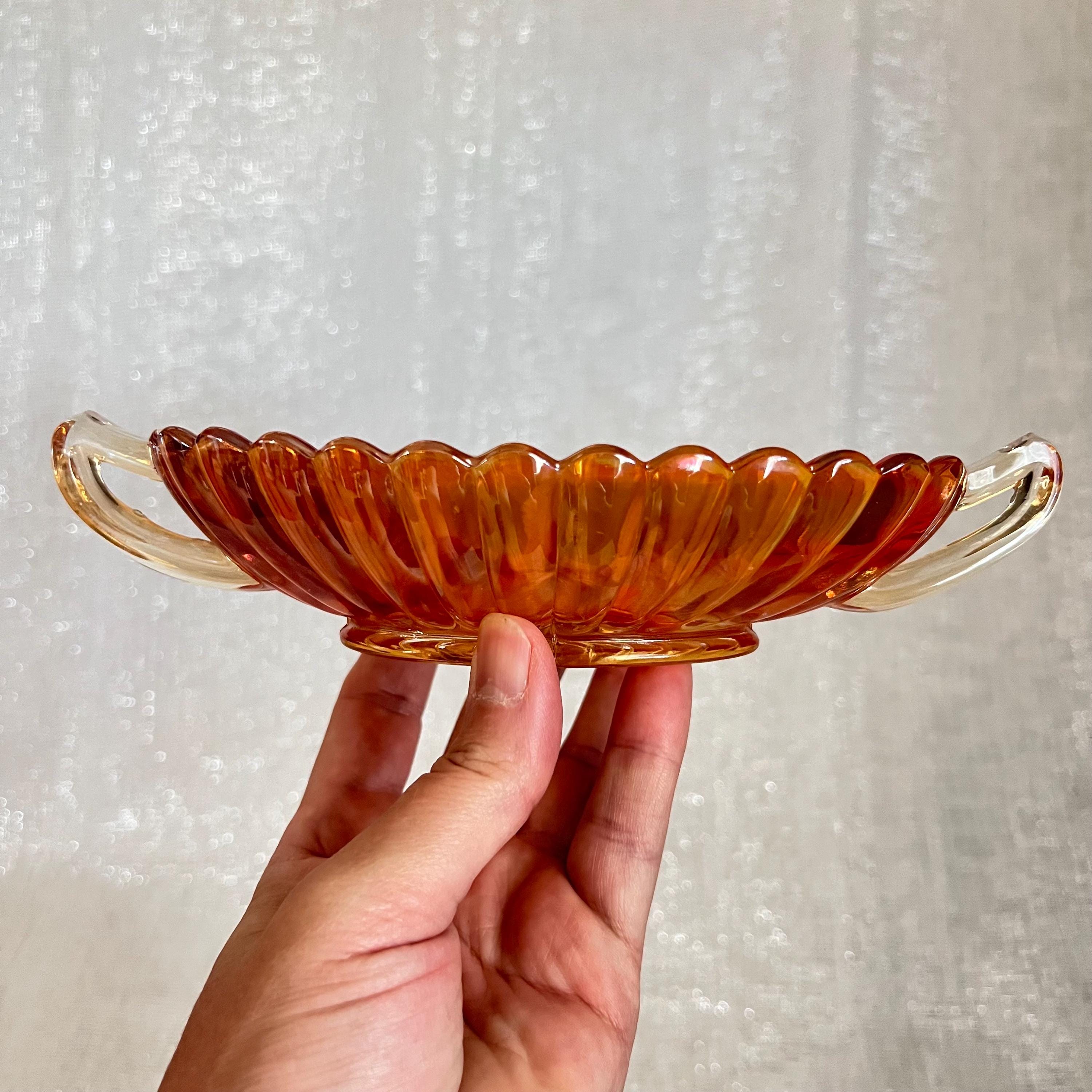 ヴィンテージ オレンジ アンバー インペリアル カーニバル ガラス