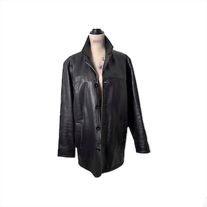 Vintage Mens Stonefield Iconic Black Genuine Leather Heavy Classic Coat Padded Jacket Size M Made by Licensed Company for Odin Corporation