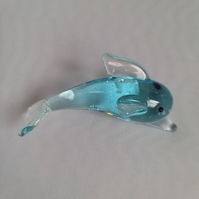 Vintage Murano Clear Light Sky Blue Glass Dolphin Figurine Ornament Glass Ocean Animal Fish Collector Gift Home Shelve Decor