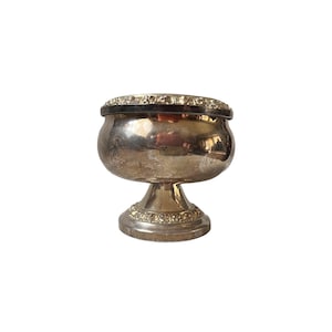 Vintage Small Silver Plated Lanthe Rose Bowl with Mesh Footed Vase Potpourri Flower Arrangement Мade in England