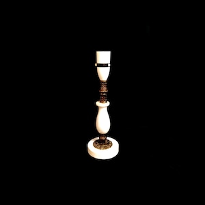 Vintage Empire Made White Grey Marble Lamp Base Onyx Stone Bronze Brass Accent Table Lamp Bedside Electric Lamp Retro Home Decor